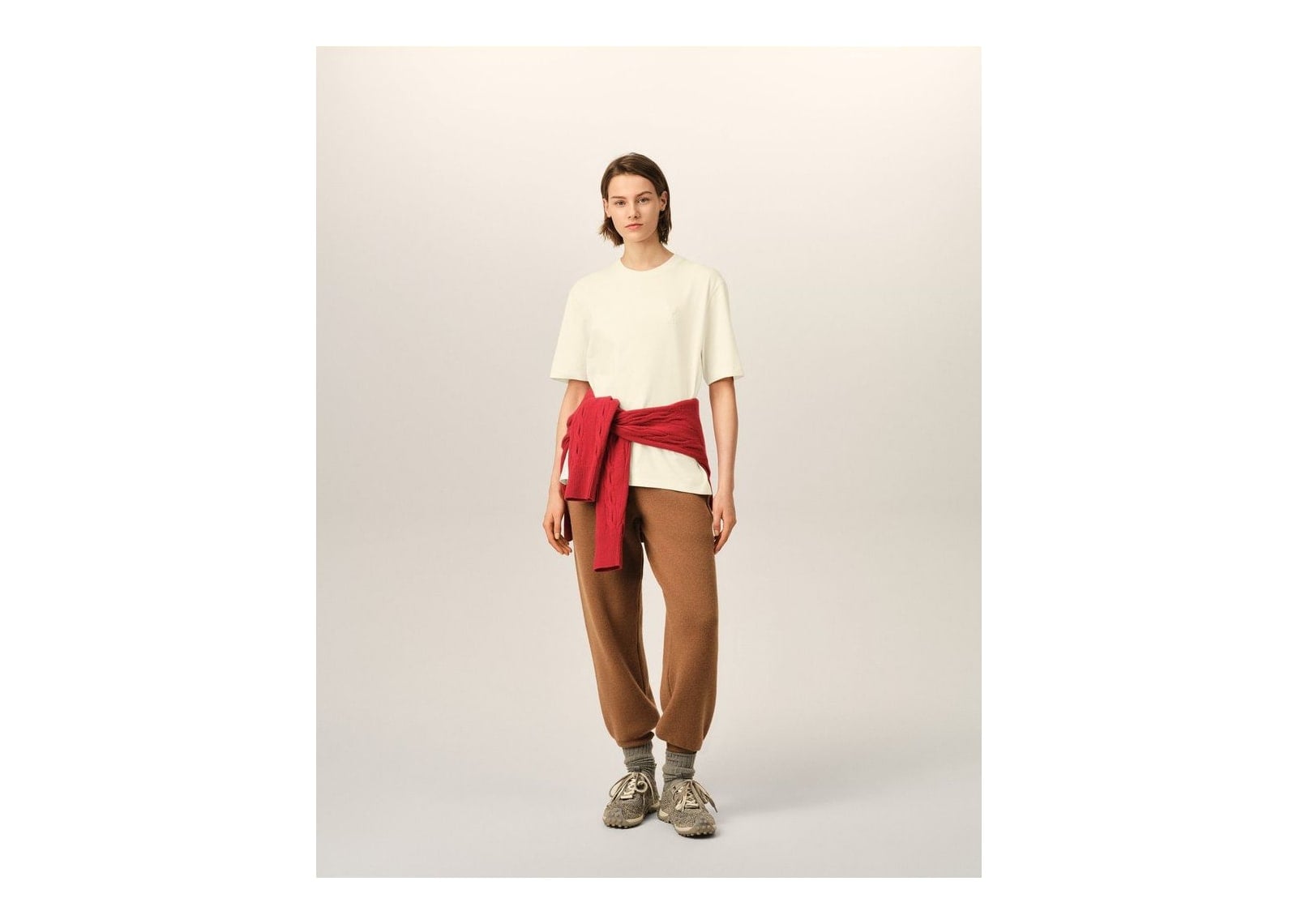 Ami Paris Embossed Ami De Coeur Cotton T-Shirt Ivory - görsel 9