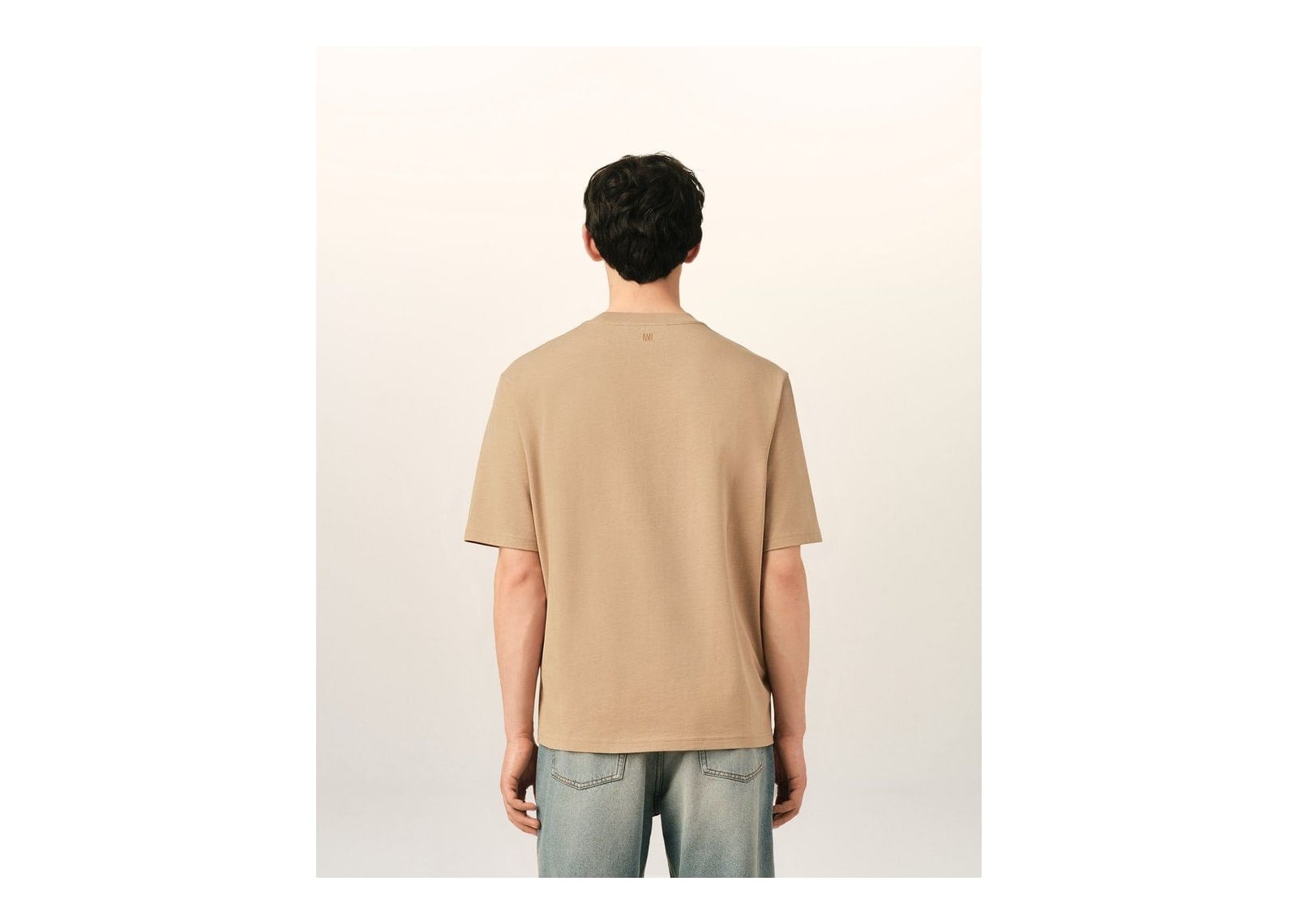 Ami Paris Embossed Ami De Coeur Cotton T-Shirt Mastic Beige - görsel 5