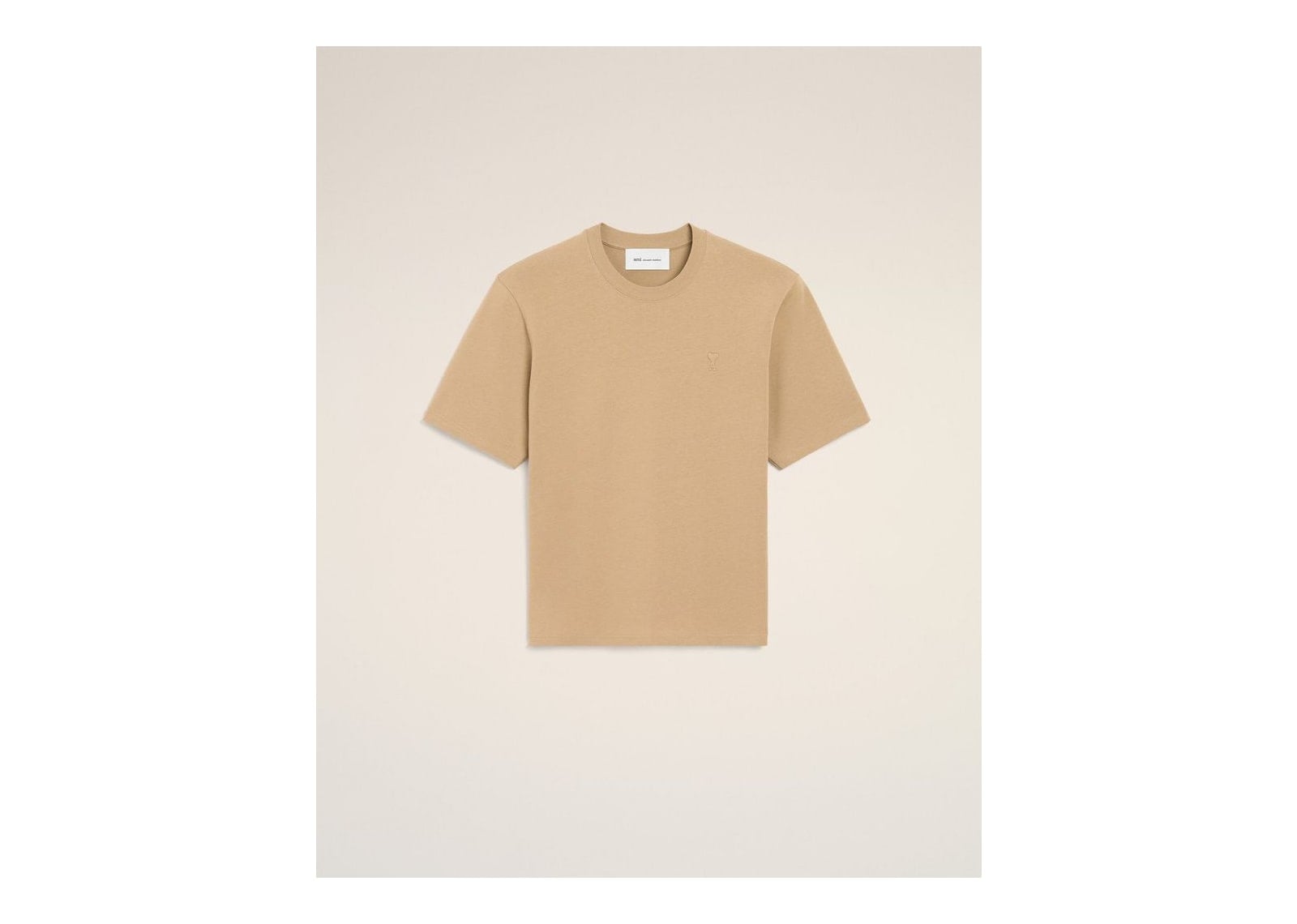 Ami Paris Embossed Ami De Coeur Cotton T-Shirt Mastic Beige - görsel 7