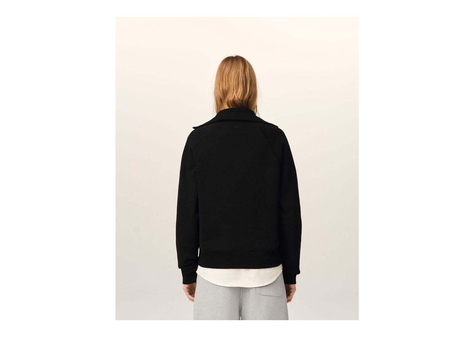 Ami Paris Embossed Ami De Coeur Cotton Zipped Sweatshirt Black - görsel 11