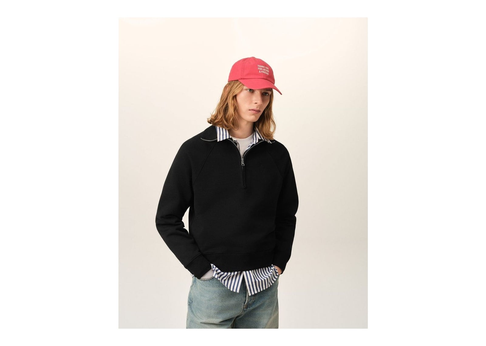 Ami Paris Embossed Ami De Coeur Cotton Zipped Sweatshirt Black - görsel 2