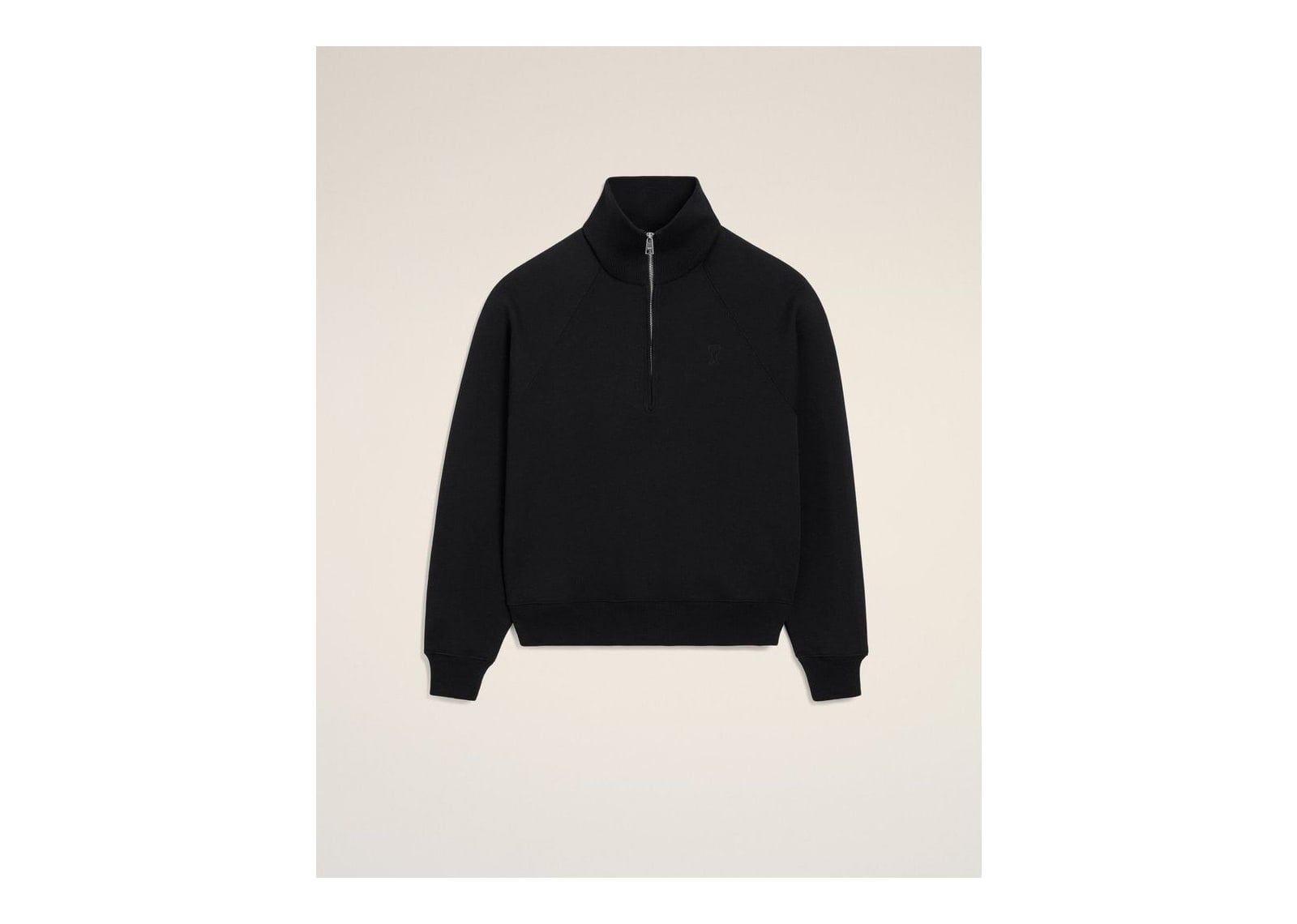 Ami Paris Embossed Ami De Coeur Cotton Zipped Sweatshirt Black - görsel 7