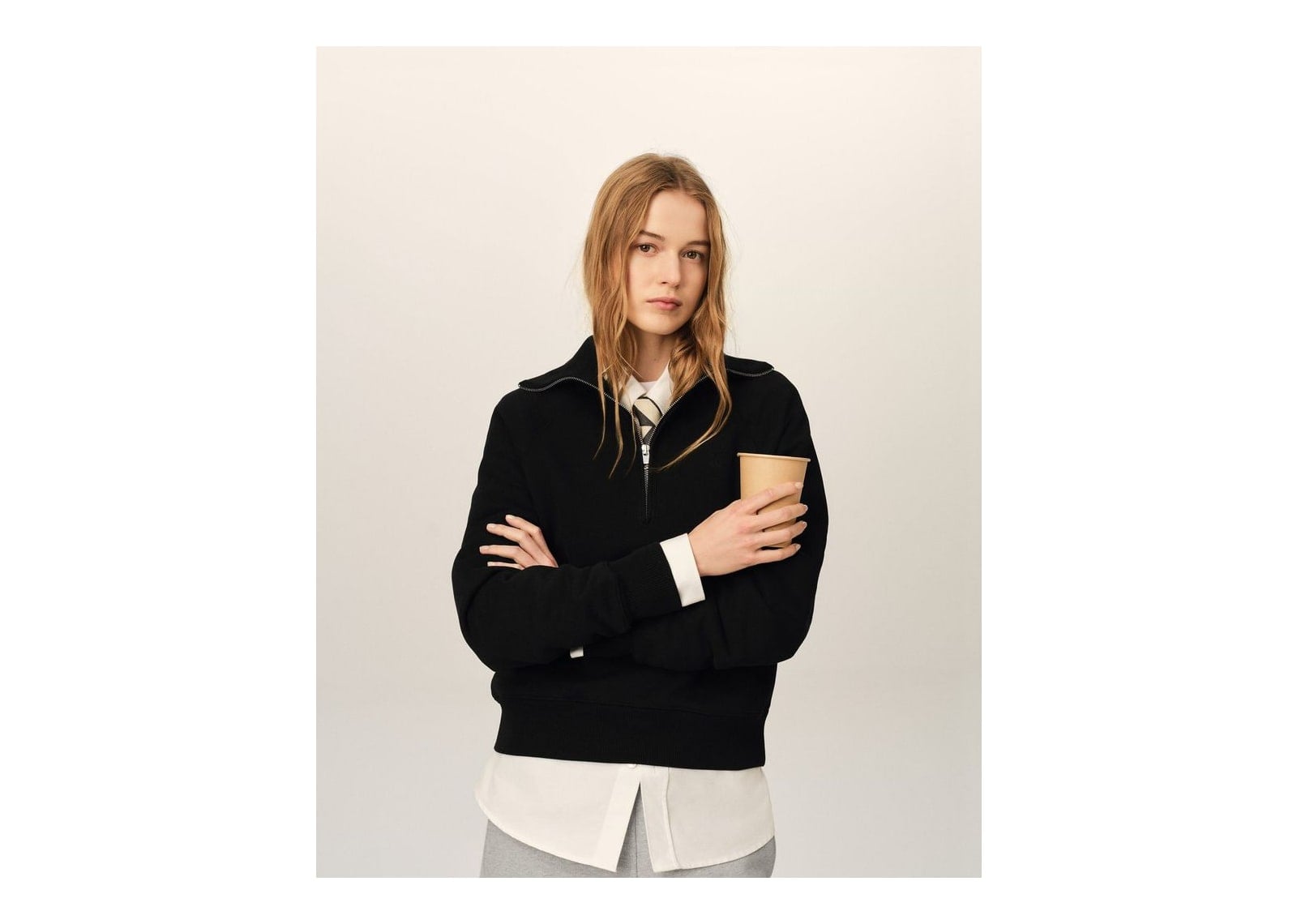Ami Paris Embossed Ami De Coeur Cotton Zipped Sweatshirt Black - görsel 8