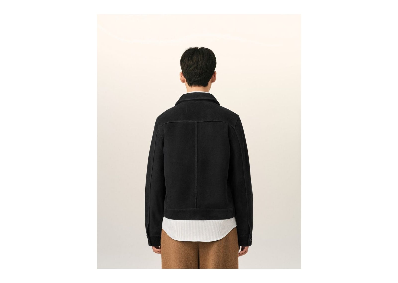 Ami Paris Embossed Ami De Coeur Suede Leather Jacket Black - görsel 5