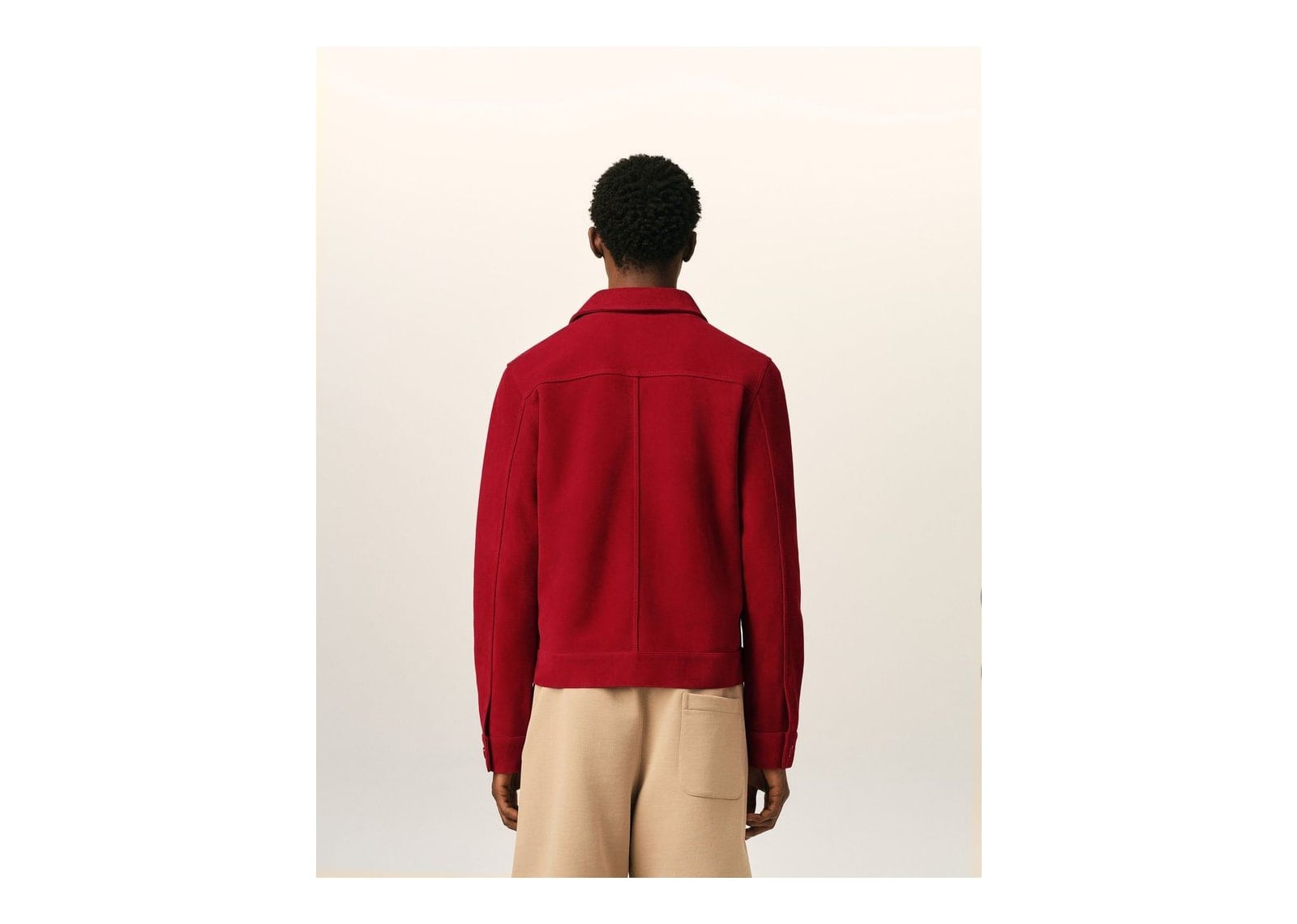 Ami Paris Embossed Ami De Coeur Suede Leather Jacket Ruby Red - görsel 5