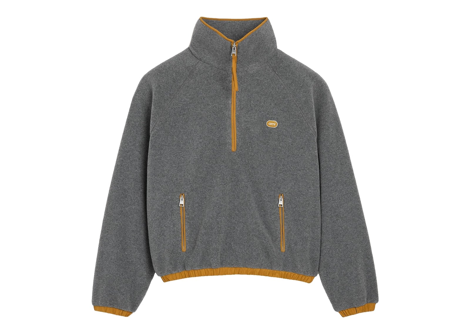 Ami Paris Fleece Vareuse with Ami Patch Ash Grey