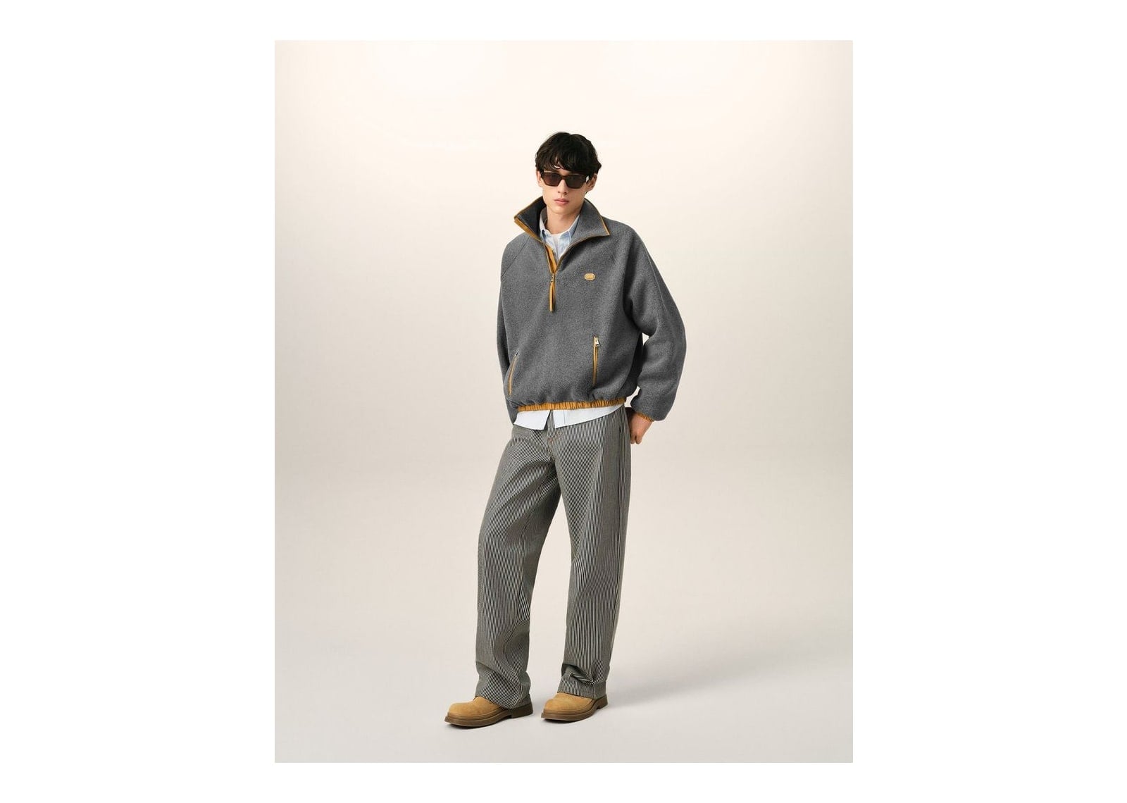 Ami Paris Fleece Vareuse with Ami Patch Ash Grey - görsel 3