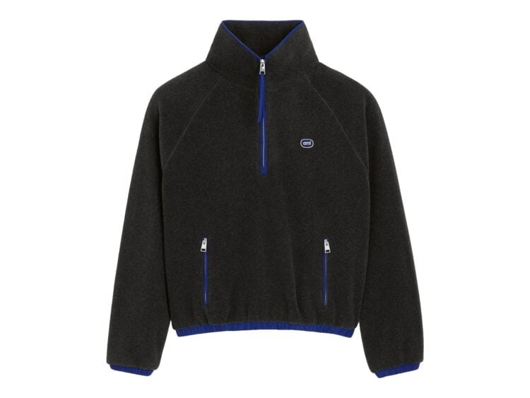 Ami Paris Fleece Vareuse with Ami Patch Carbon Grey