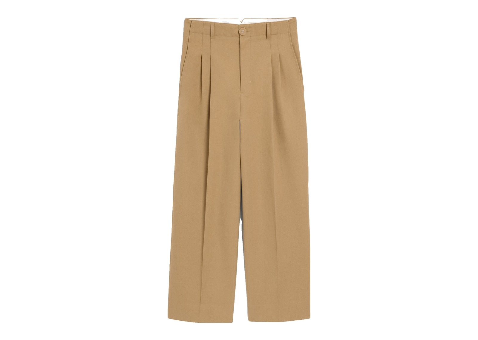 Ami Paris High-Waisted Carrot-Fit Cotton and Linen Trousers Mastic Beige