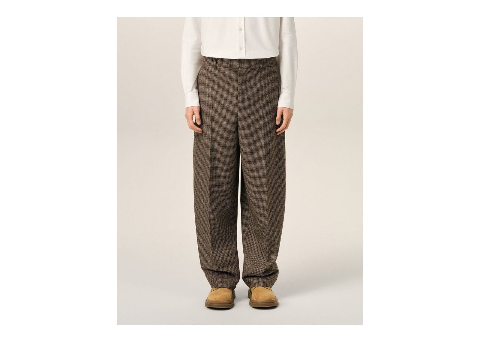 Ami Paris Houndstooth Balloon-Fit Wool Trousers Chocolate Brown/Black - görsel 3