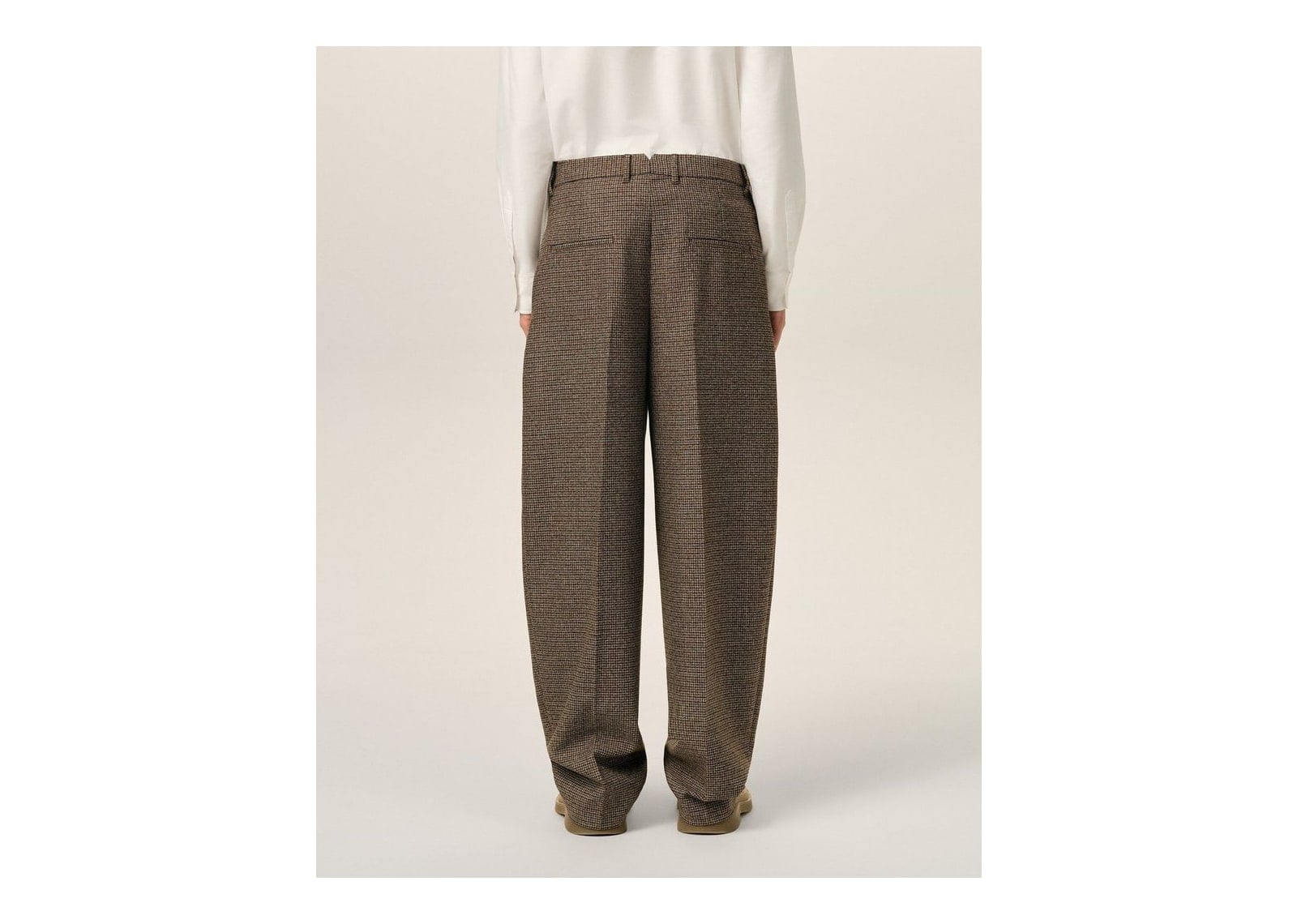 Ami Paris Houndstooth Balloon-Fit Wool Trousers Chocolate Brown/Black - görsel 4