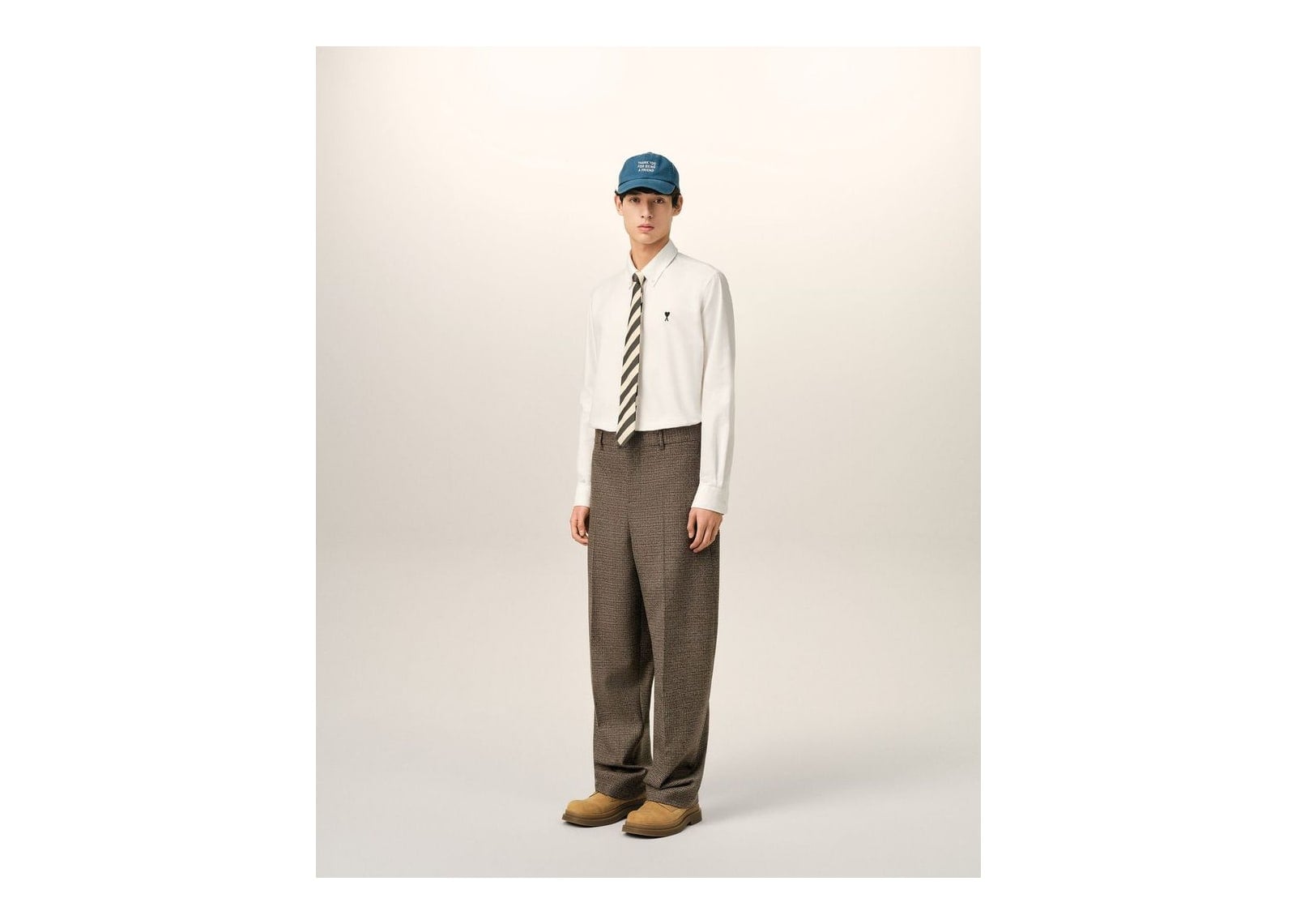 Ami Paris Houndstooth Balloon-Fit Wool Trousers Chocolate Brown/Black - görsel 6