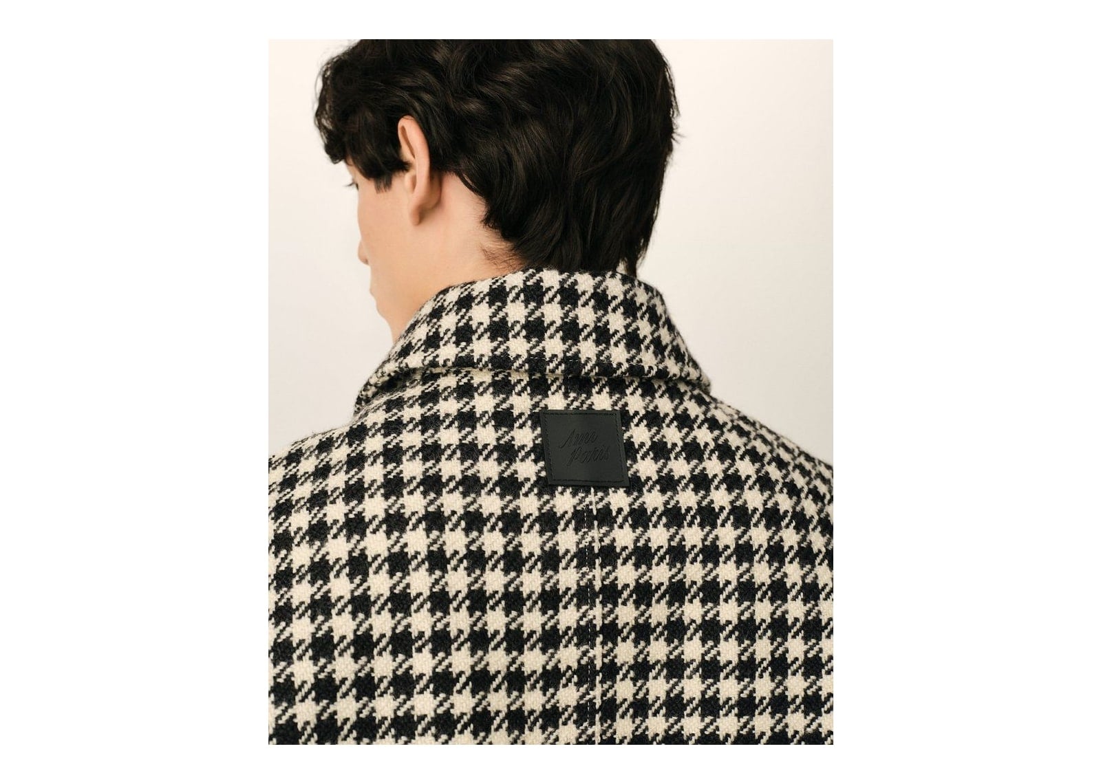 Ami Paris Houndstooth Wool Coat Black/Ivory - görsel 4