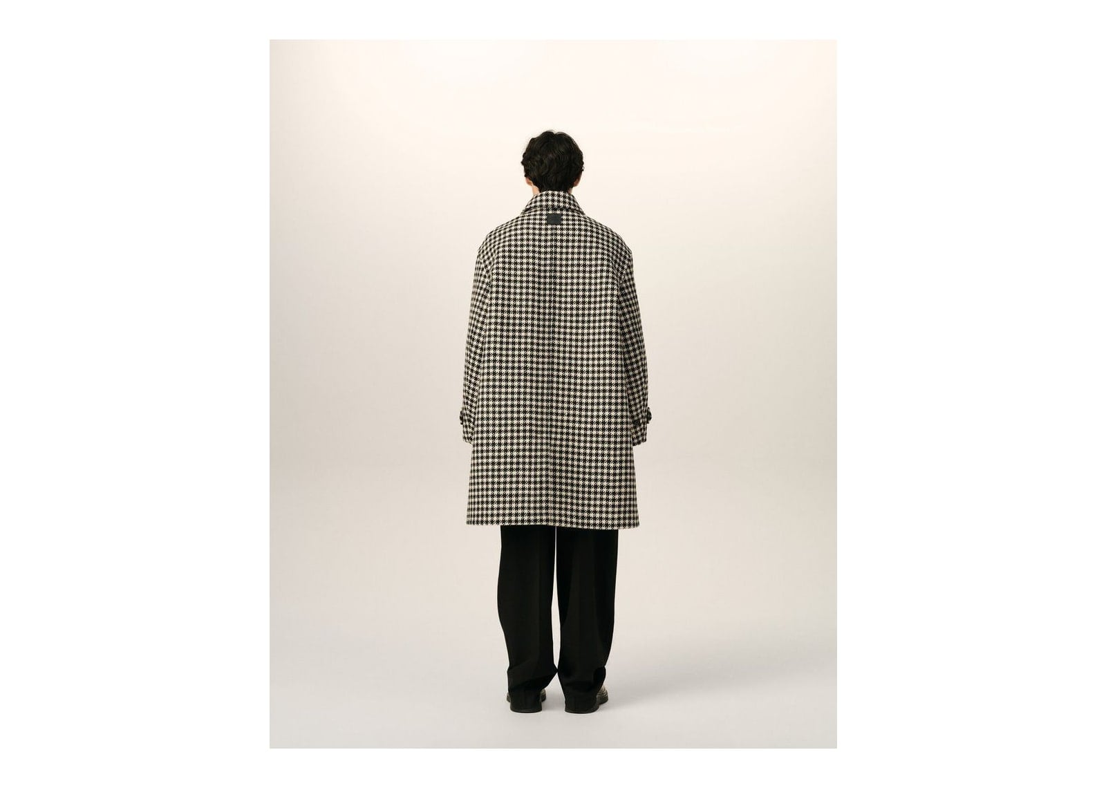 Ami Paris Houndstooth Wool Coat Black/Ivory - görsel 5