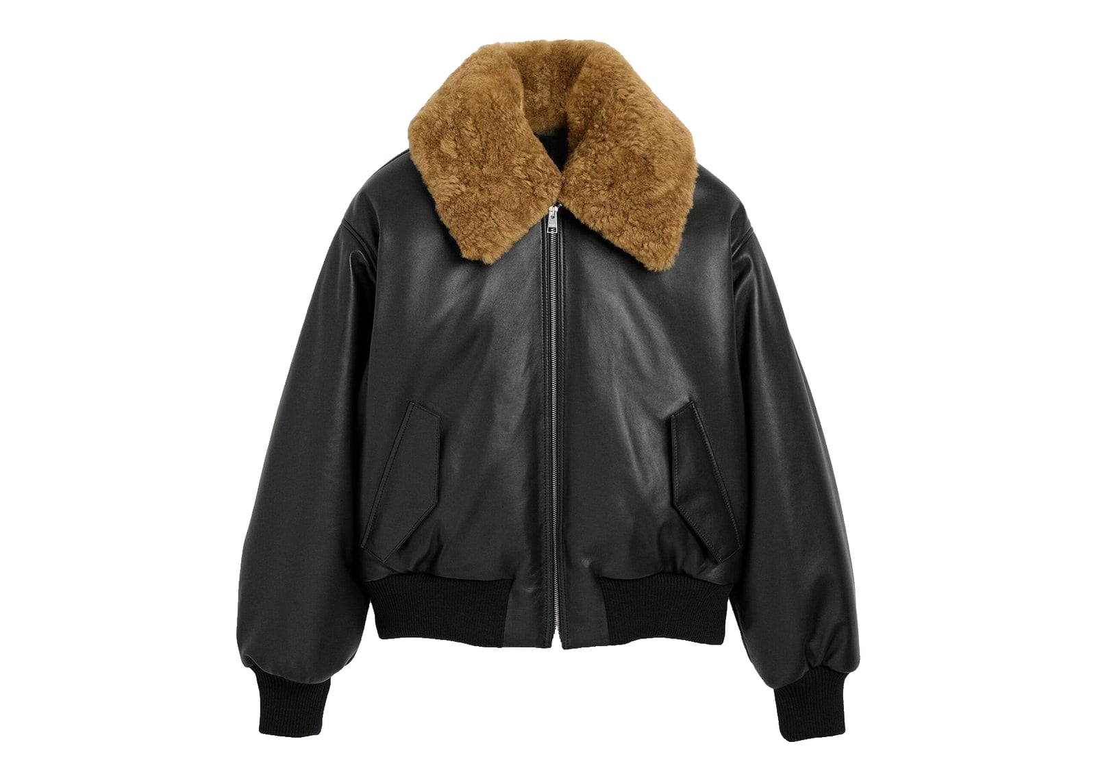 Ami Paris Lamb Leather Padded Jacket Black