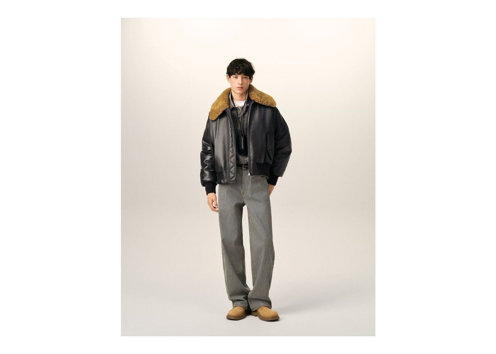 Ami Paris Lamb Leather Padded Jacket Black - görsel 2