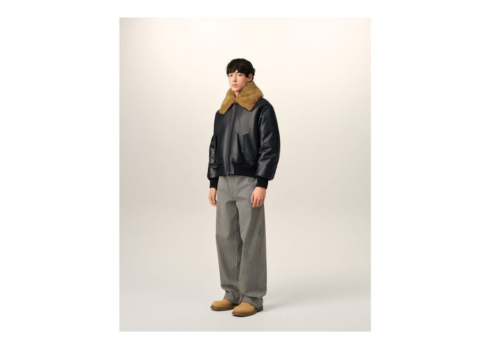 Ami Paris Lamb Leather Padded Jacket Black - görsel 6
