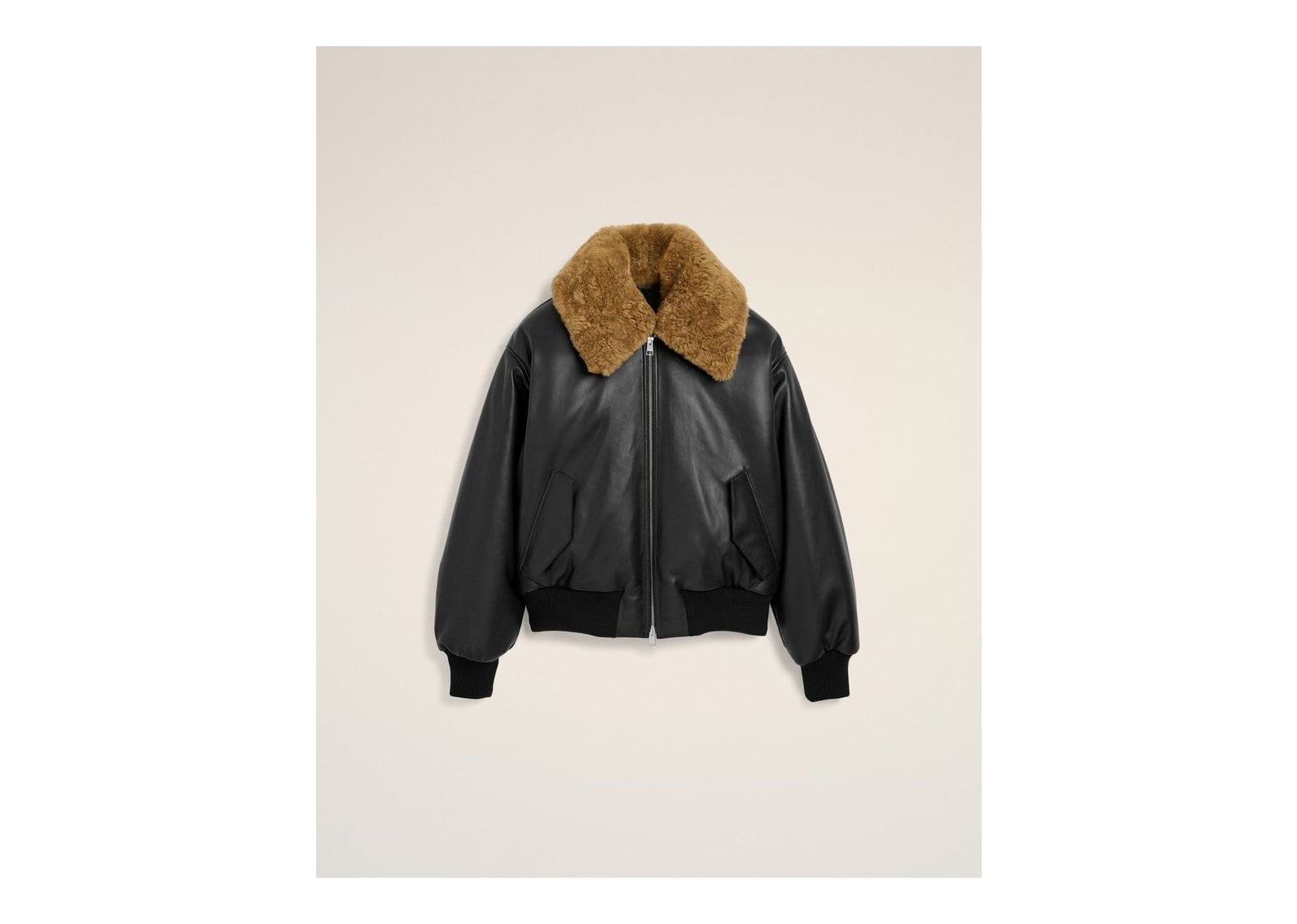 Ami Paris Lamb Leather Padded Jacket Black - görsel 7