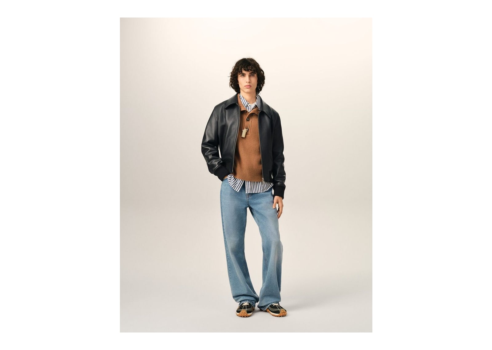 Ami Paris Lamb Leather Zipped Jacket Black - görsel 2