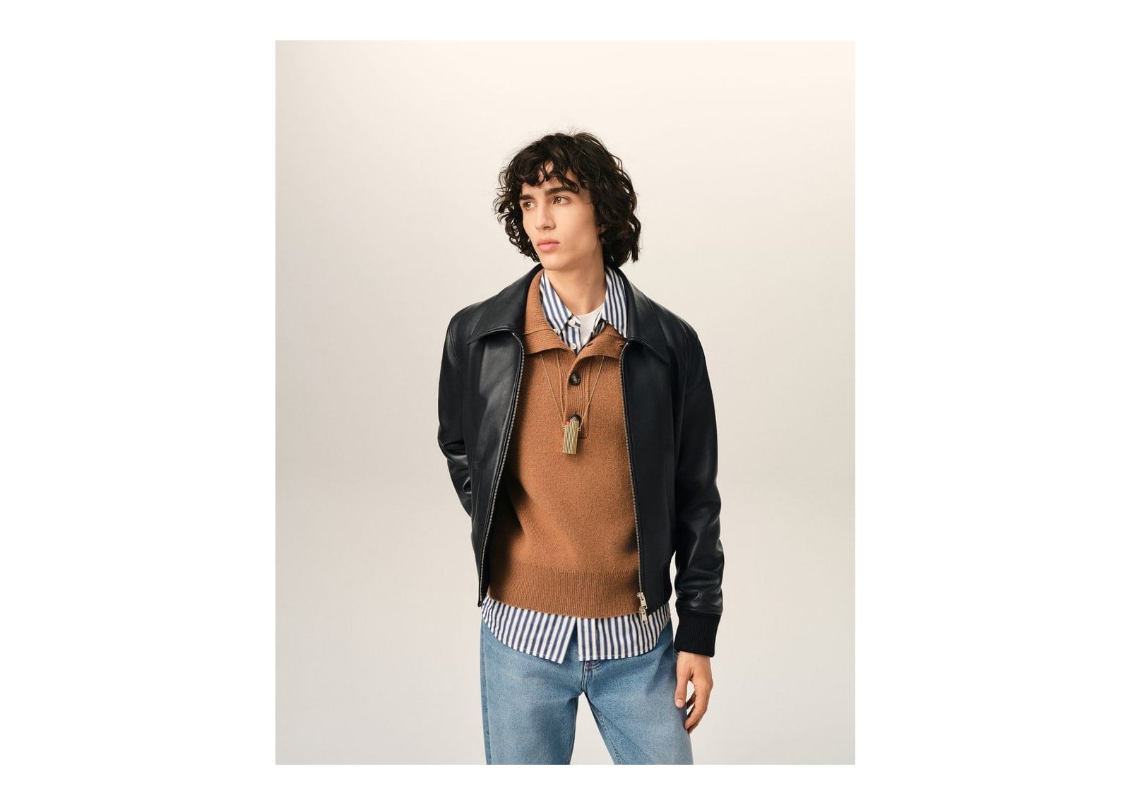 Ami Paris Lamb Leather Zipped Jacket Black - görsel 3