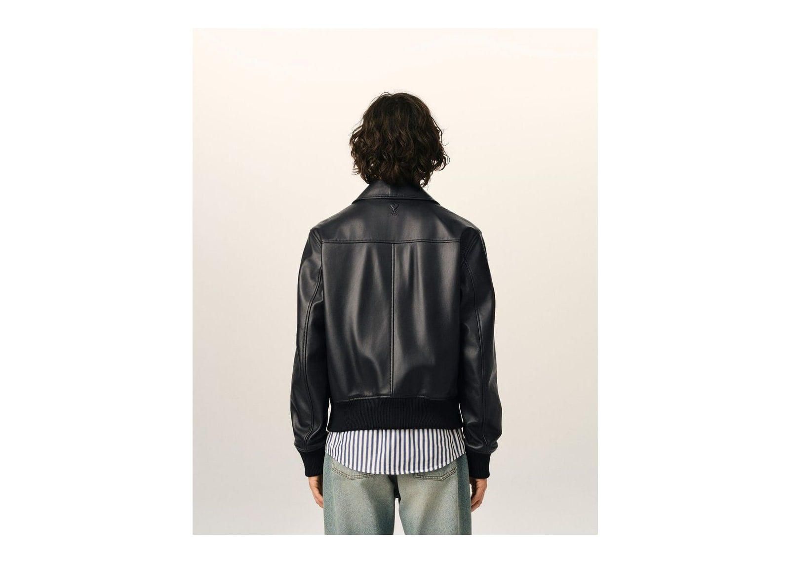 Ami Paris Lamb Leather Zipped Jacket Black - görsel 5