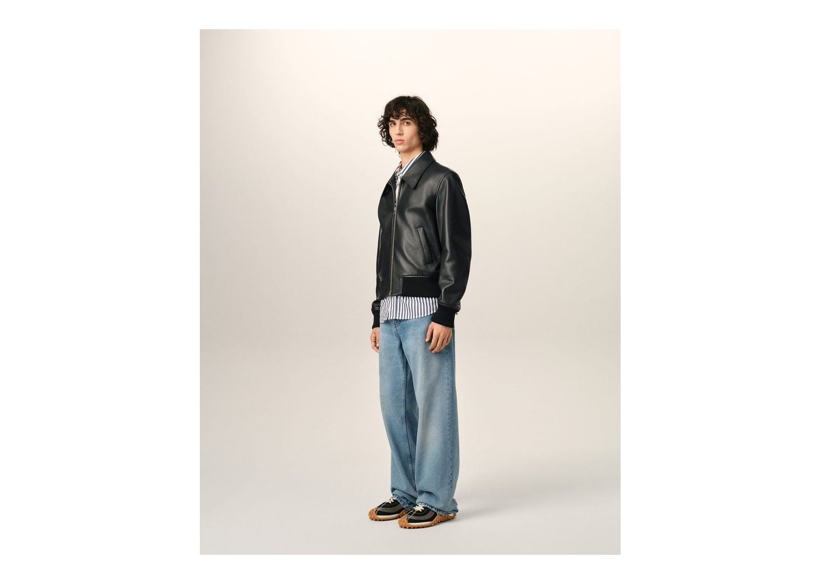 Ami Paris Lamb Leather Zipped Jacket Black - görsel 6