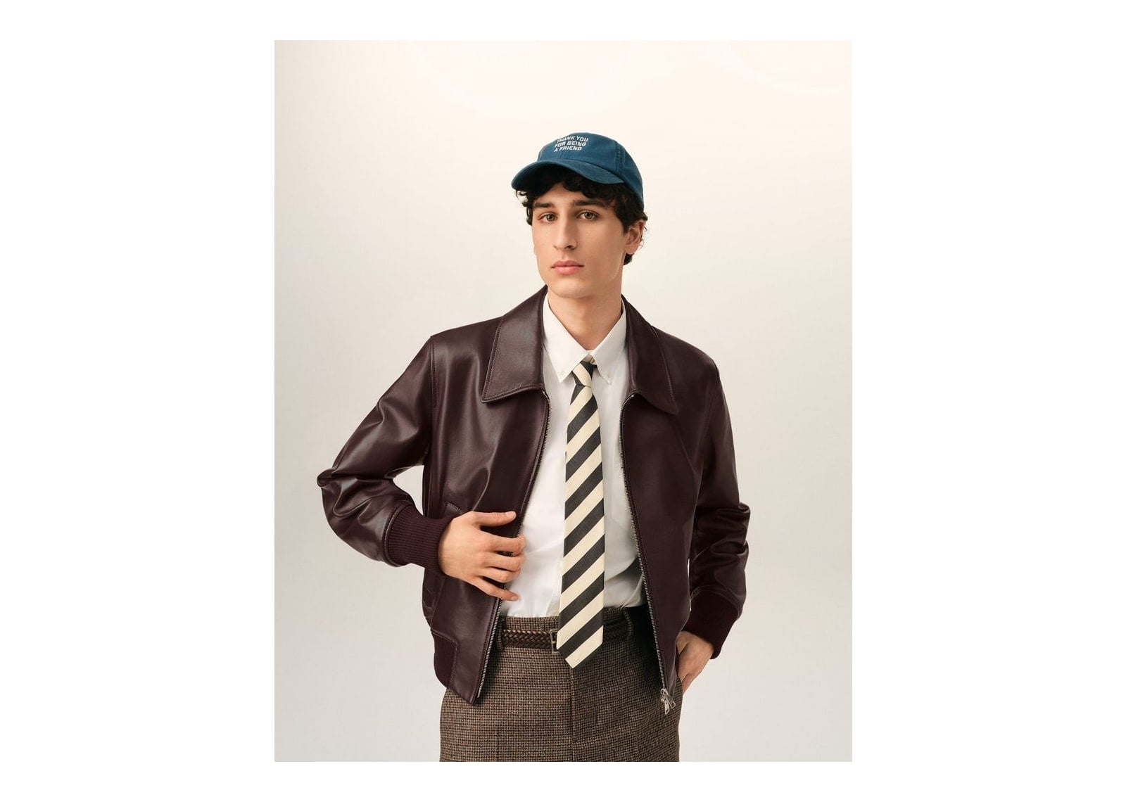 Ami Paris Lamb Leather Zipped Jacket Dark Cherry - görsel 3