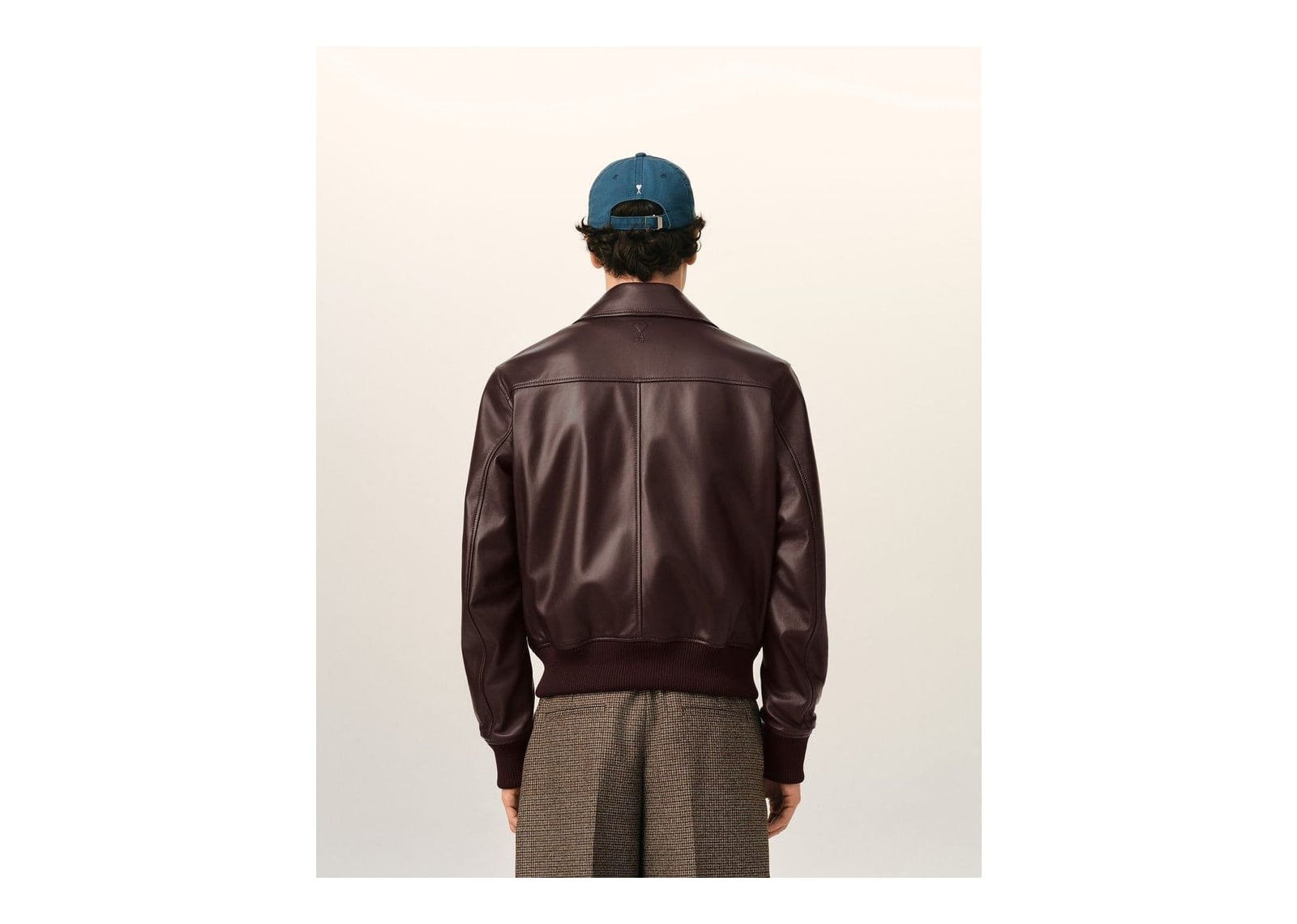Ami Paris Lamb Leather Zipped Jacket Dark Cherry - görsel 5