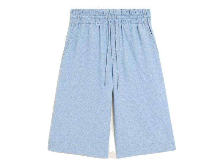 Ami Paris Large Elasticated Cotton Bermuda Shorts Cashmere Blue