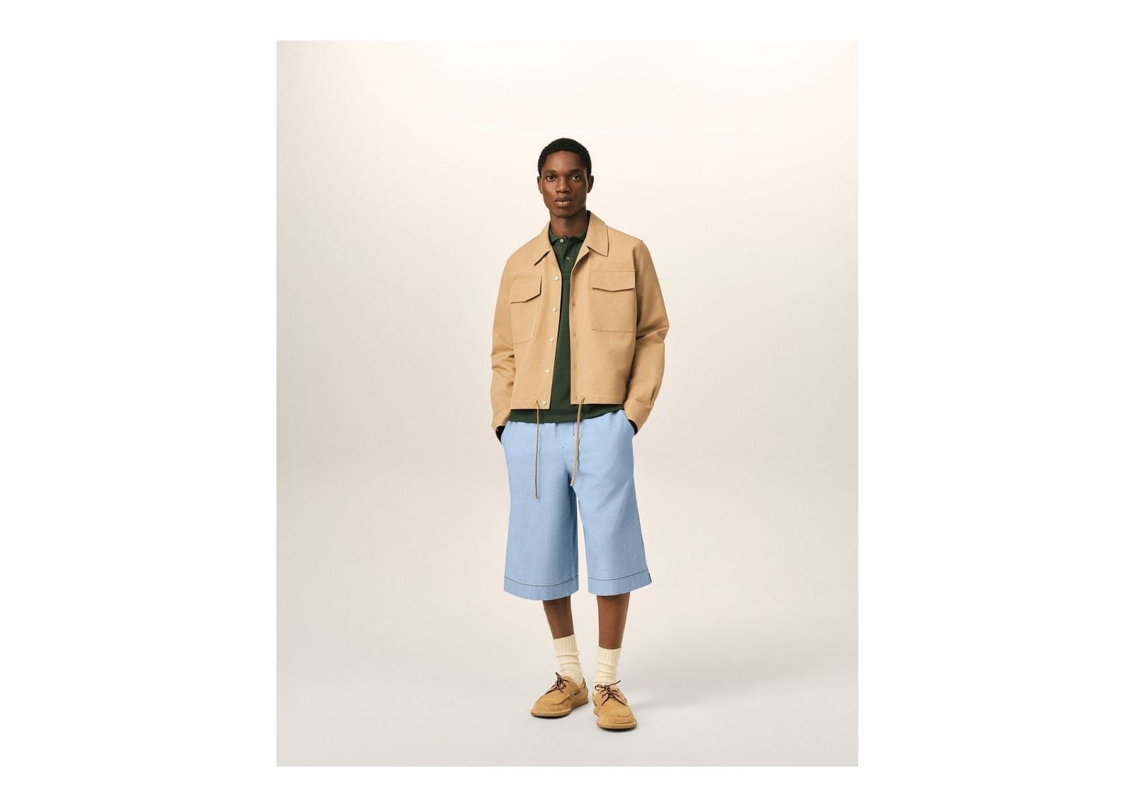 Ami Paris Large Elasticated Cotton Bermuda Shorts Cashmere Blue - görsel 2