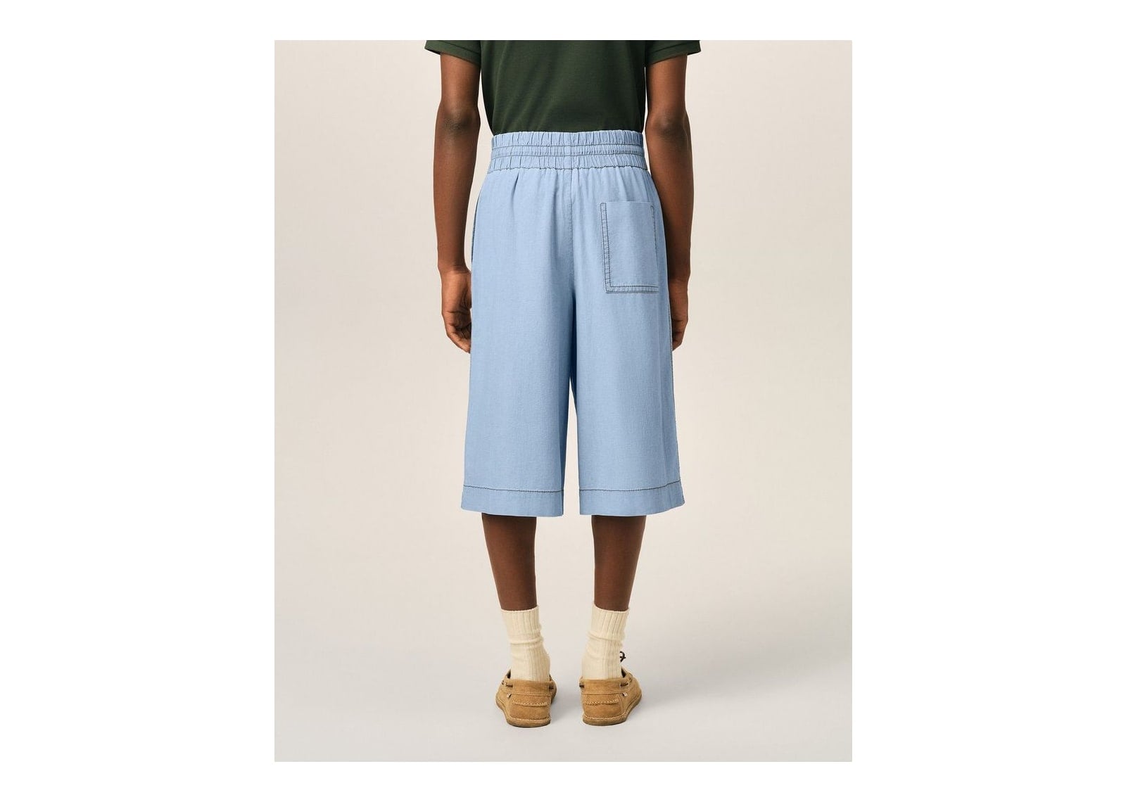 Ami Paris Large Elasticated Cotton Bermuda Shorts Cashmere Blue - görsel 4