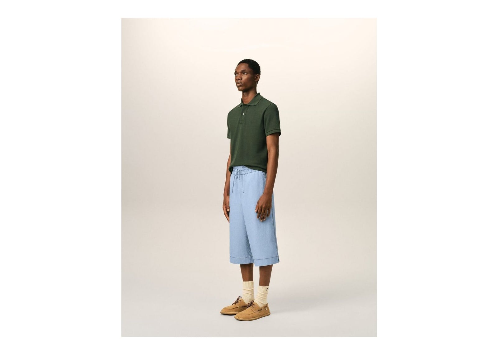 Ami Paris Large Elasticated Cotton Bermuda Shorts Cashmere Blue - görsel 6