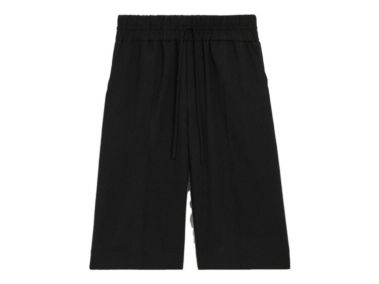 Ami Paris Large Elasticated Wool Bermuda Shorts Black