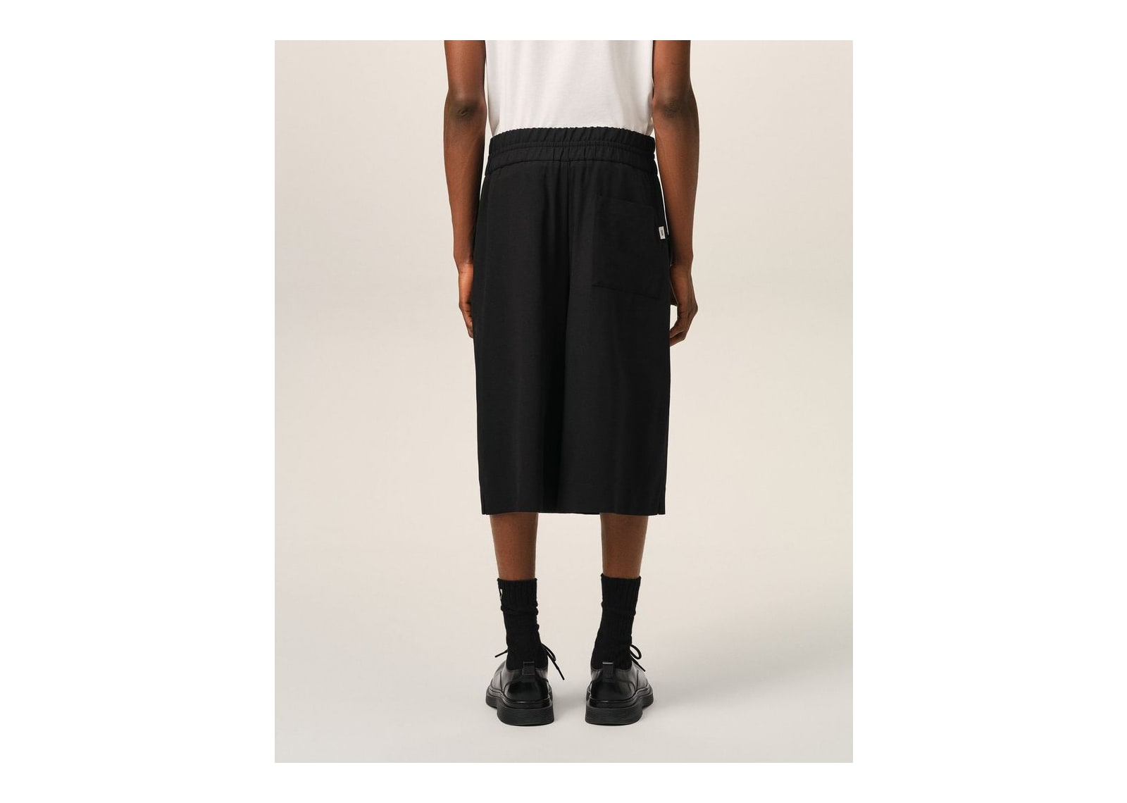 Ami Paris Large Elasticated Wool Bermuda Shorts Black - görsel 4