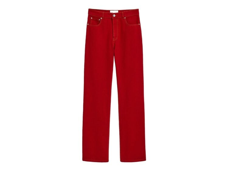 Ami Paris Large-Fit Cotton Jeans Ruby Red