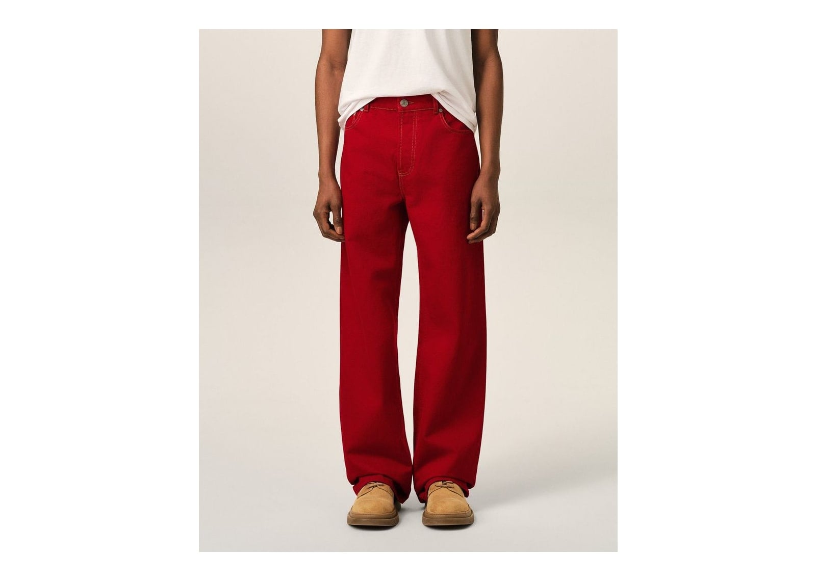 Ami Paris Large-Fit Cotton Jeans Ruby Red - görsel 3