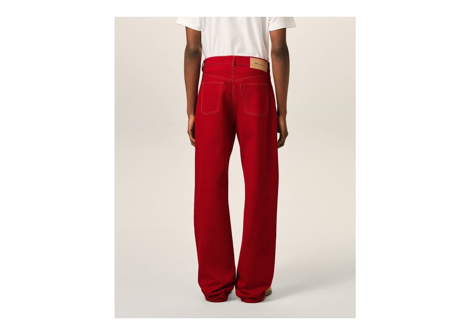 Ami Paris Large-Fit Cotton Jeans Ruby Red - görsel 4