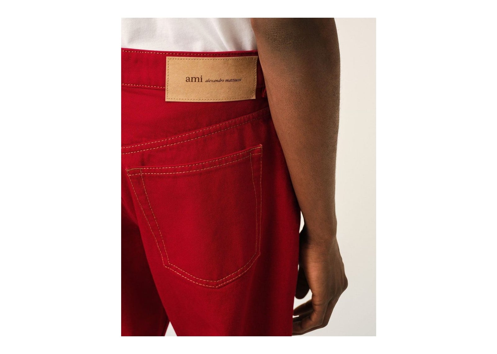 Ami Paris Large-Fit Cotton Jeans Ruby Red - görsel 5