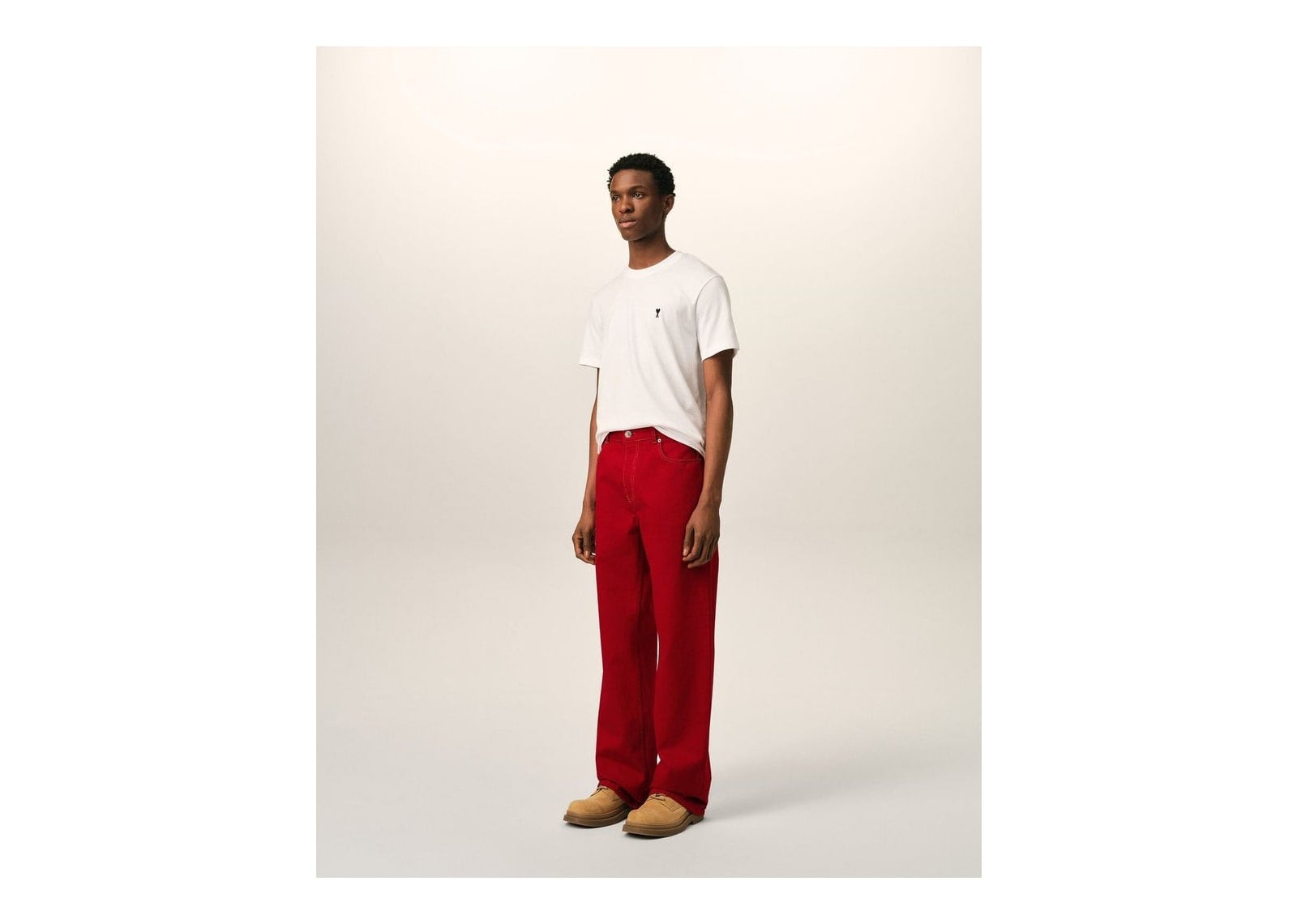 Ami Paris Large-Fit Cotton Jeans Ruby Red - görsel 6
