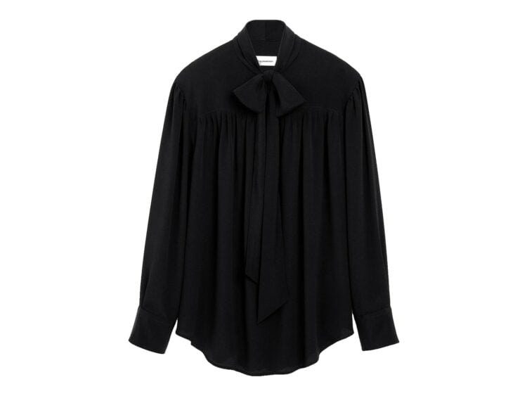 Ami Paris Lavalliere Silk-Blend Blouse Black (W)