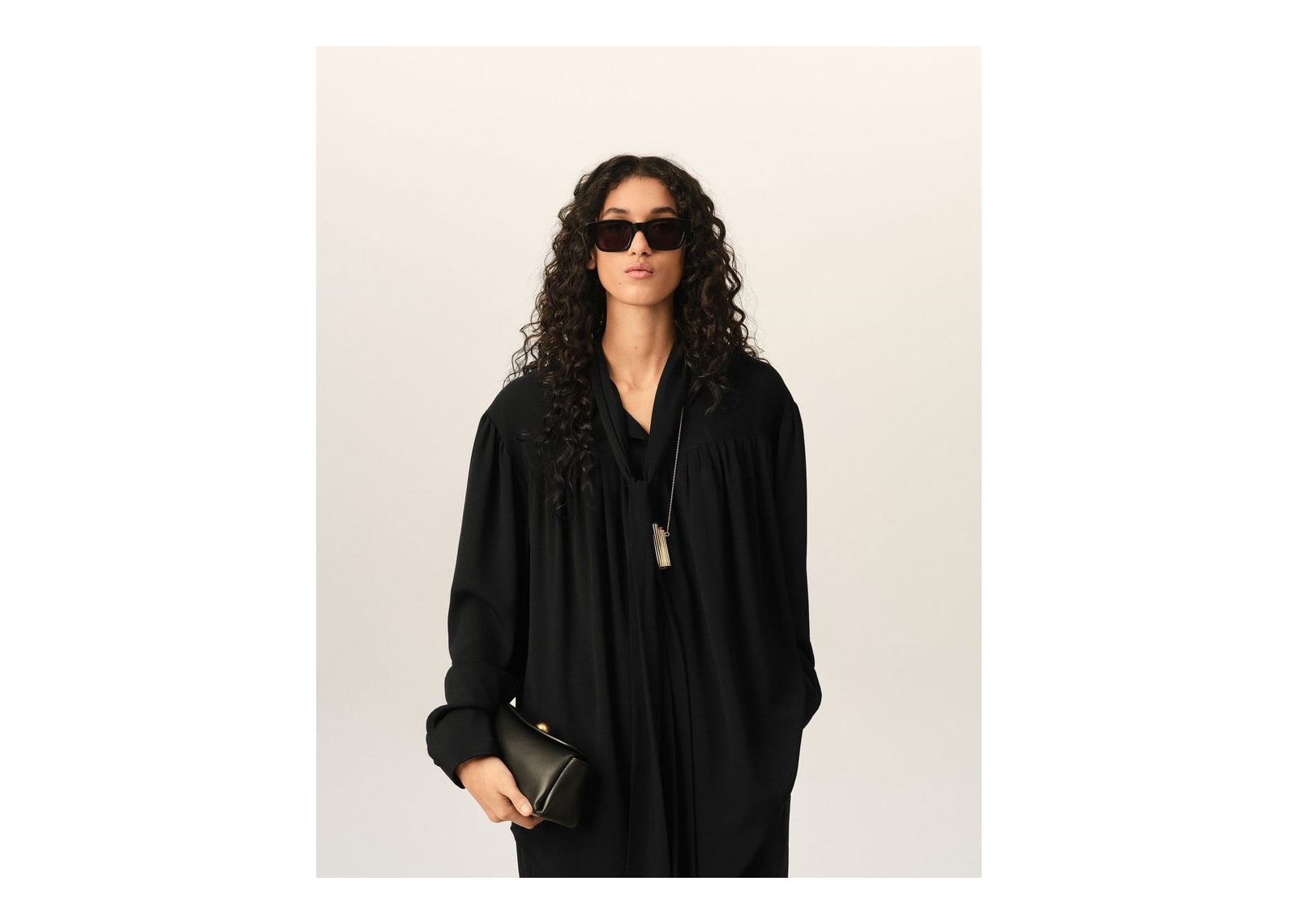 Ami Paris Lavalliere Silk-Blend Blouse Black (W) - görsel 2