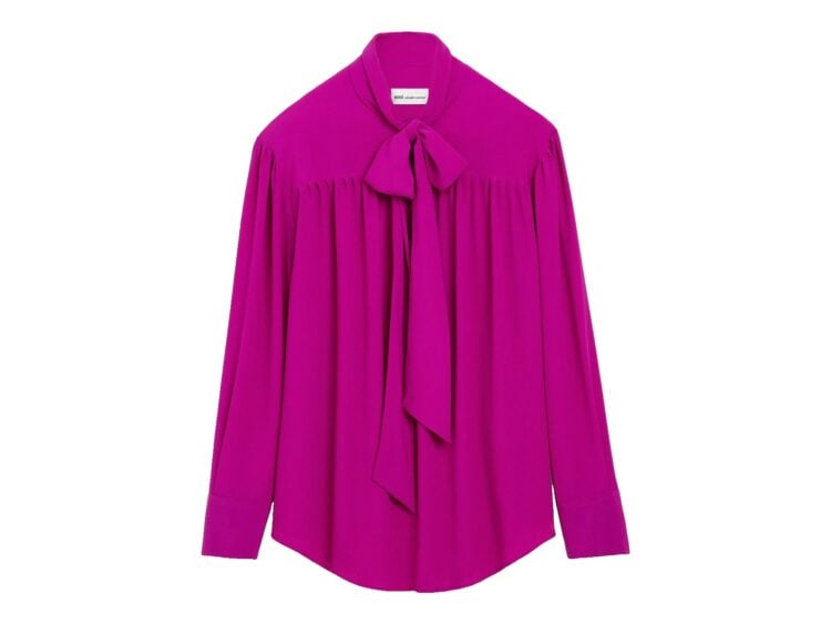 Ami Paris Lavalliere Silk-Blend Blouse Fuchsia (W)