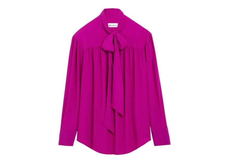 Ami Paris Lavalliere Silk-Blend Blouse Fuchsia (W)