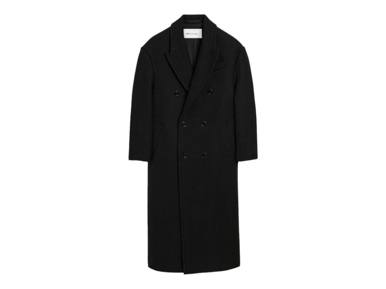 Ami Paris Long Double Breasted Wool Coat Black