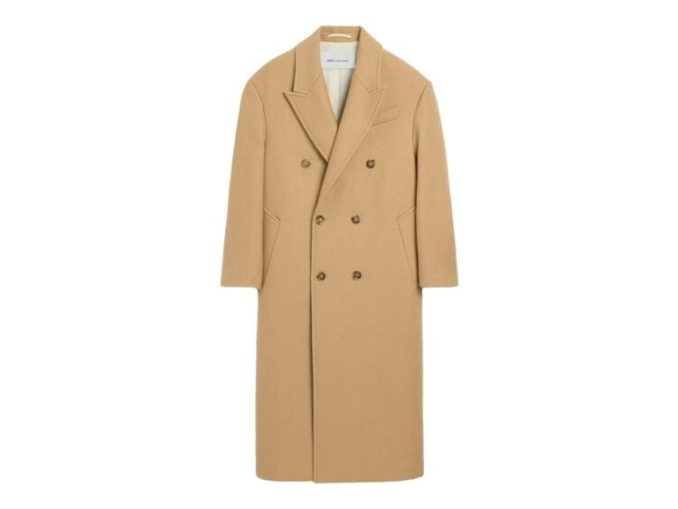 Ami Paris Long Double Breasted Wool Coat Mastic Beige
