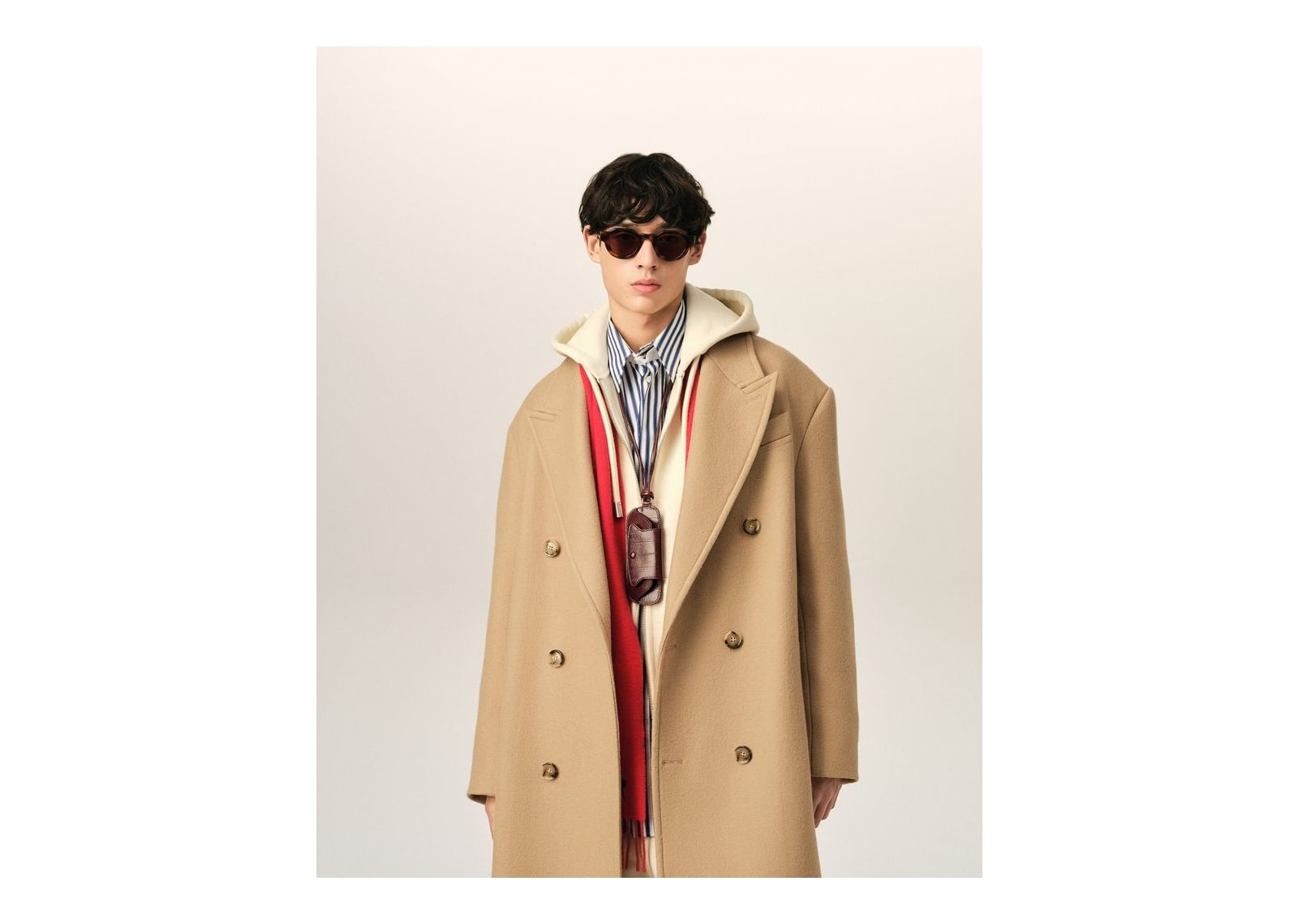 Ami Paris Long Double Breasted Wool Coat Mastic Beige - görsel 3