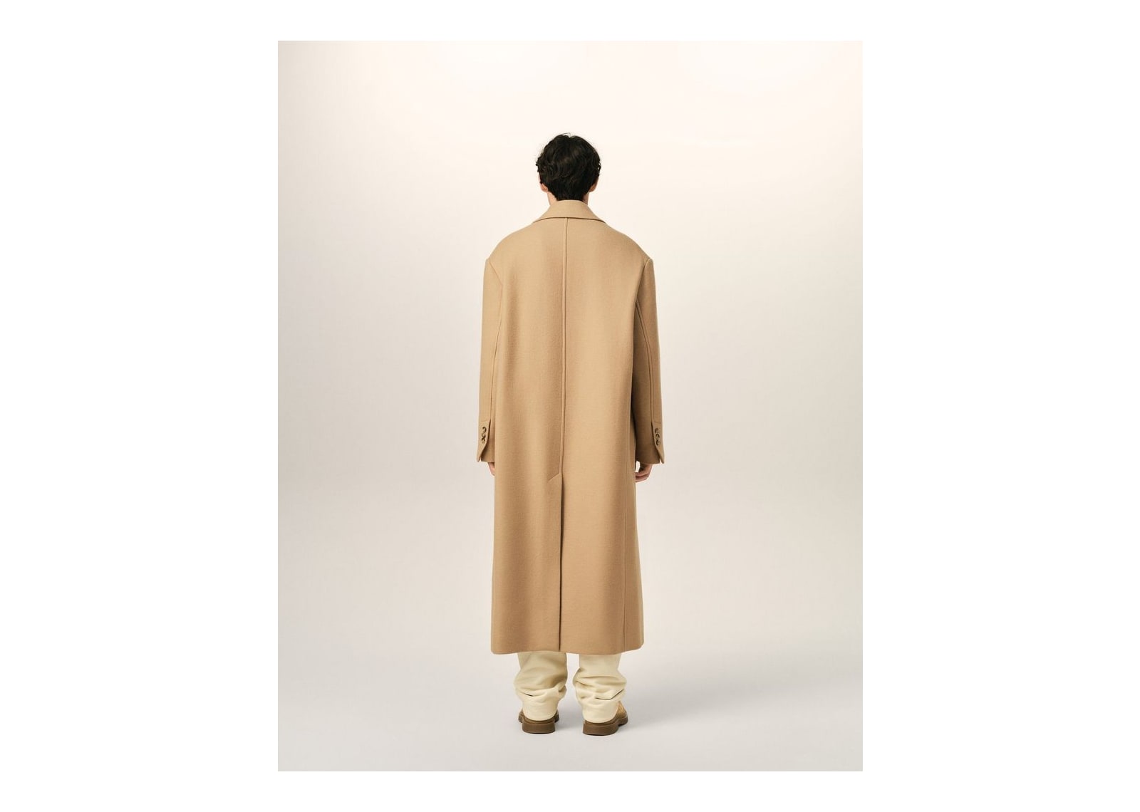 Ami Paris Long Double Breasted Wool Coat Mastic Beige - görsel 5