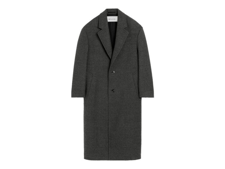 Ami Paris Long Single Breasted Wool Coat Carbon Grey