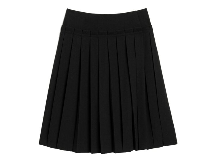 Ami Paris Midi Pleated Wool Skirt Black