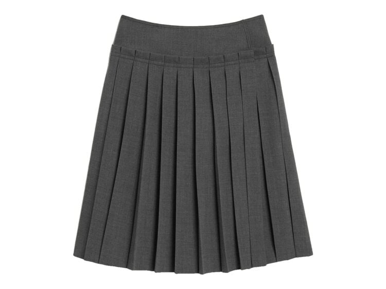 Ami Paris Midi Pleated Wool Skirt Carbon Grey